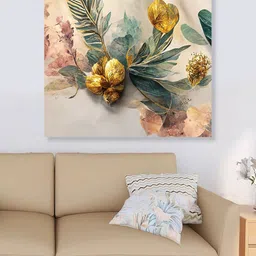 RANDOM Beige & Green Flower Art Wall Painting-45