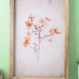 The Decor Mart White & Orange-color Pressed Wildflower Canvas Painting Framed Wall Art-14