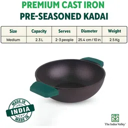 The Indus Valley Black Cast Iron Induction Base Kadhai or Wok image 4