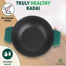 The Indus Valley Black Cast Iron Induction Base Kadhai or Wok image 5