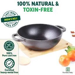 The Indus Valley Black Cast Iron Induction Base Kadhai or Wok image 3
