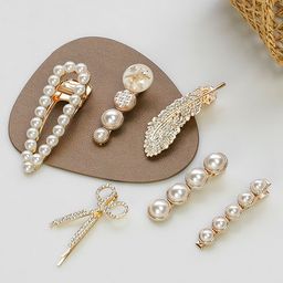 WHITE LIES Women White & Gold-Toned Set of 6 Alligator Hair Clip-13