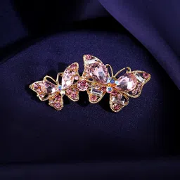 Yellow Chimes Women Purple Crystal Butterfly Alligator Clips-55