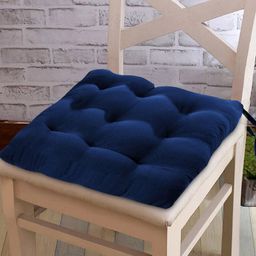 Kuber Industries Navy Blue 2 Pieces Cotton Chair Pads-28