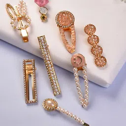 SOHI Women Pack Of 8 Embellished Alligator Hair Clip-image-55