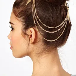 OOMPH Women Gold-Toned & White Multi Layer Chain Fashion Hair Pin-image-67