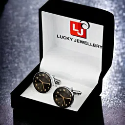 LUCKY JEWELLERY Silver Plated Formal Cuff Shirt Button, Blazer Cufflinks-35