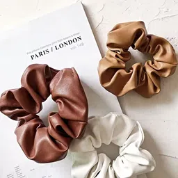 Proplady Women Set Of 3 Leather Ponytail Holders-5