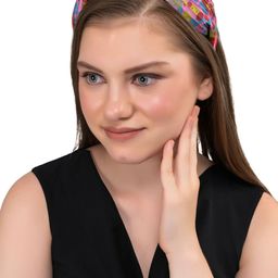 BuckleUp Women Pink & Blue Printed Hairband-image-16