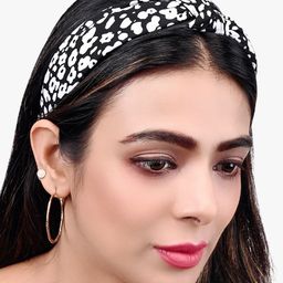 BuckleUp Women Black & White Floral Printed Hairband-2
