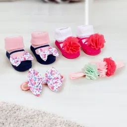 Baby Moo Girls Set of 4 Hairband & Socks-74