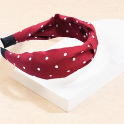 OOMPH Women Maroon & White Polka Dots Print Hairband-7