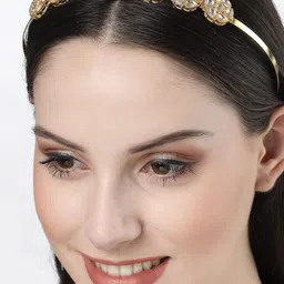 NVR Women Embellished Gold PLated Kundan Studded Hairband-46