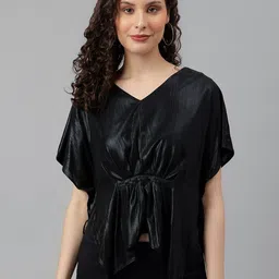 Latin Quarters Extended Sleeves Cinched Waist Top-85