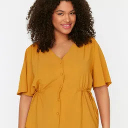 Trendyol Flared Sleeve Tie Up Cinched Waist Top-54