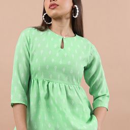 Vishudh Ethnic Motifs Printed Keyhole A-Line Top-8