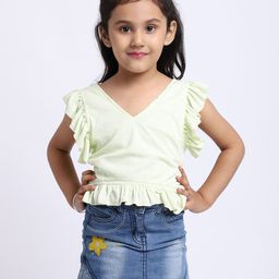 ELEVANTO Girls Green Ruffles Top-picture-6