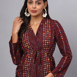 BRINNS Geometric Printed Cinched Waist Top-picture-21