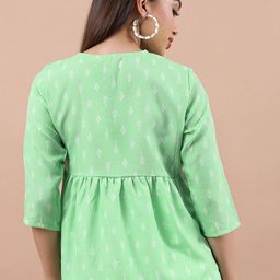 Vishudh Ethnic Motifs Printed Keyhole A-Line Top image 3