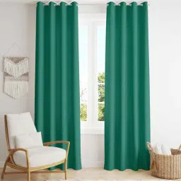 parda online Sea Green Polyster Solid 9ft Blackout Eyelet Window/Door (2 Pc)-picture-48
