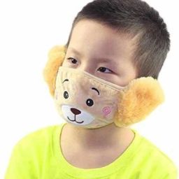 Kids Girl's and Boys' Warm Winter Face Mask with Plush Ear Muffs Covers, (3 Years to 10 Years) Cloth Mask Ear Muff-image-61