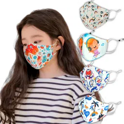 SUPER SAFETY 3 Layer cartoon print kids mask with Adjustable Ear loops Pack Of 5 DP-12 Digital Print Reusable, Washable Cloth Mask-17