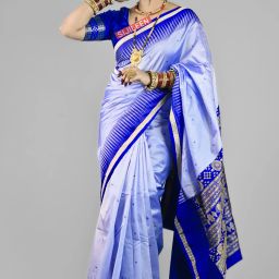 Temple Border, Woven Sambalpuri Art Silk Saree-image-61