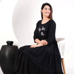 Solid Rayon Blend Stitched Anarkali Gown-image-41