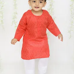 KID1 Boys Chevron Printed Pure Cotton Kurta with Pyjamas-image-90