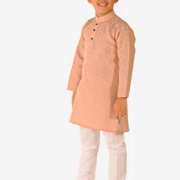Pro-Ethic STYLE DEVELOPER Boys Woven Design Mandarin Collar Kurta with Pyjamas image 3