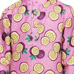 BAESD Boys Quirky Printed Regular Linen Kurta With Pyjama image 4