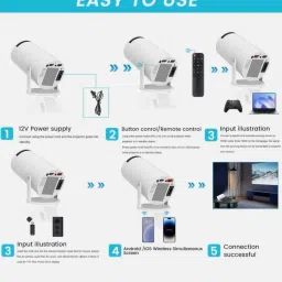 LUMINZA Smart 4K Projector, Android 11, 1080P, WiFi, Bluetooth, 150" Display (3500 lm / 1 Speaker / Wireless / Remote Controller) Portable Projector image 4