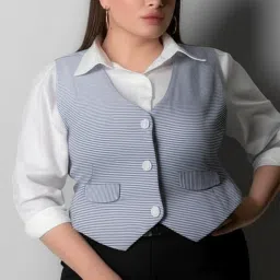 Striped Women Waistcoat-image-17