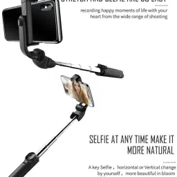 PULTO Lapel Collar Microphone Stand Selfie Stick Tripod with BT Selfie Shutter Remote Single Gimbal for Mobile image 2