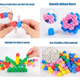 oddeven 200 Pcs Smart Activity Fun and Learning Hexagonal Blocks for Kids- Smart Activity Toys Building Blocks Up To 3+ Years Kids image 2