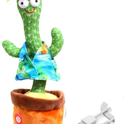 Dancing Cactus Plush Toy,Sing 120 Songs,Recording,Repeats What You say and emit Colored Lights, Guitar Cactus Toy - MULTOCOLOR, Hat Cactus Toy - Multicolor-image-1