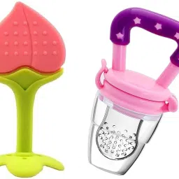 Combo Pack of Silicone Fruit Shape Teether and Fruit Nibbler for 6-12 Month Baby Teether and Feeder-picture-16
