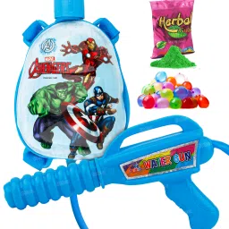 Holi Pichkari for Kids Backpack Tank Combo with 1 Pkt Color & 100 Balloon Water Gun-14