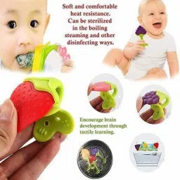 yash Baby Food Nibbler or Feeder with Rattle and Fruit Teether For Kids Set Of 2 Teether and Feeder image 5