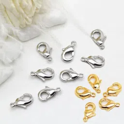 Lobster Clasps Claw Hooks for Necklace-Pack of 25 Each (Golden Silver)-25