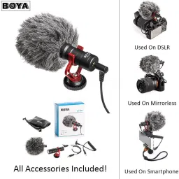 boya MM1 with Mini Tripod and Mount3 Universal Cardiod Shotgun Microphone Microphone image 5