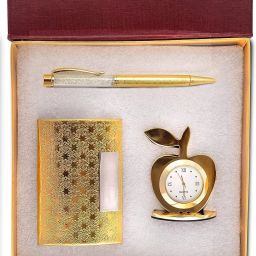 3 in 1 Corporate Gift Set with Clock, Crystal Pen & Business Card Holder Pen Gift Set-35
