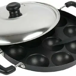 Paddu Maker Gas Safe Cookware with Lid Kitchen Use | Paniyaram Pan | with Lid Paniarakkal with Lid 0.5 L capacity 23 cm diameter-image-57