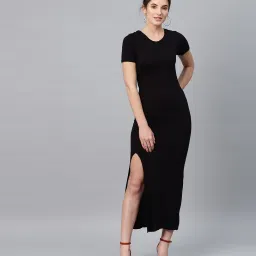 Women Bodycon Black Midi/Calf Length Dress-image-98