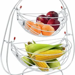 Stainless Steel 2-Tier Swing Rack Fruits & Vegetable Onion Trolley Container Stainless Steel Fruit & Vegetable Basket-image-64