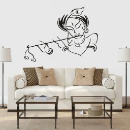 75 cm Beautiful Krishna Playing fluit Wall Sticker Self Adhesive Sticker-image-82