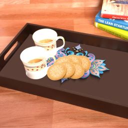 Golden Leaf Vinyl Printing Serving Tray for Kitchen serveware Coffee Tray Table Tray Size 15x9.5x1.85 inch Tray-image-78