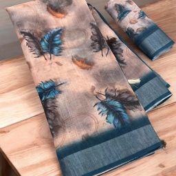 Digital Print Assam Silk Linen Saree-image-44
