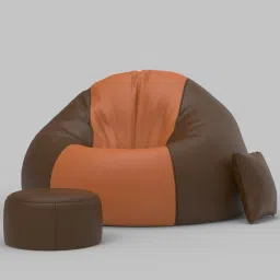 flipkart perfect homes XXXL FluffCloud Sofa With Free Cushion and Puffy , Tan-Brown::Brown Teardrop Bean BagWith Bean Filling image 2