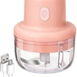 Mini Electric Garlic Chopper Slicer, 100 ml Portable Food Chopper Processor, Garlic Masher with Sharp Blades Blender for Fruits/ Chili/Garlic/Vegetables/Onion/Nuts/Pepper/Ginger/Salad Electric Vegetable Chopper-image-1